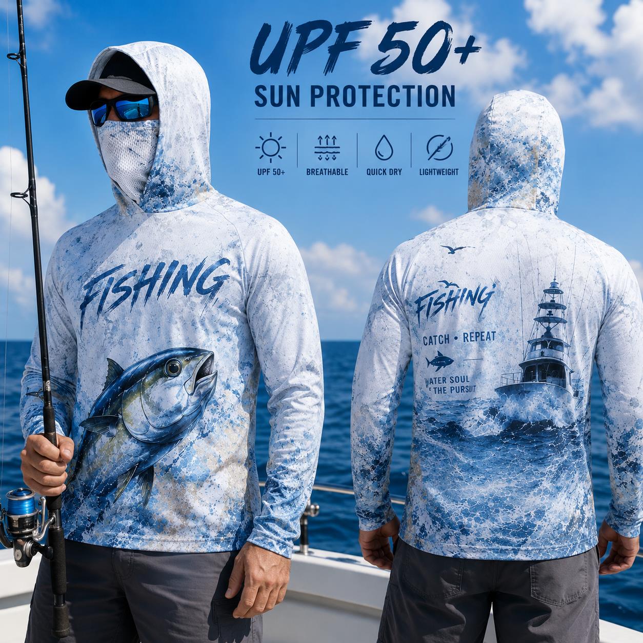Kaos Hoodie Pancing Pria Lenga - Fishing Hoodie ulasan dan harga