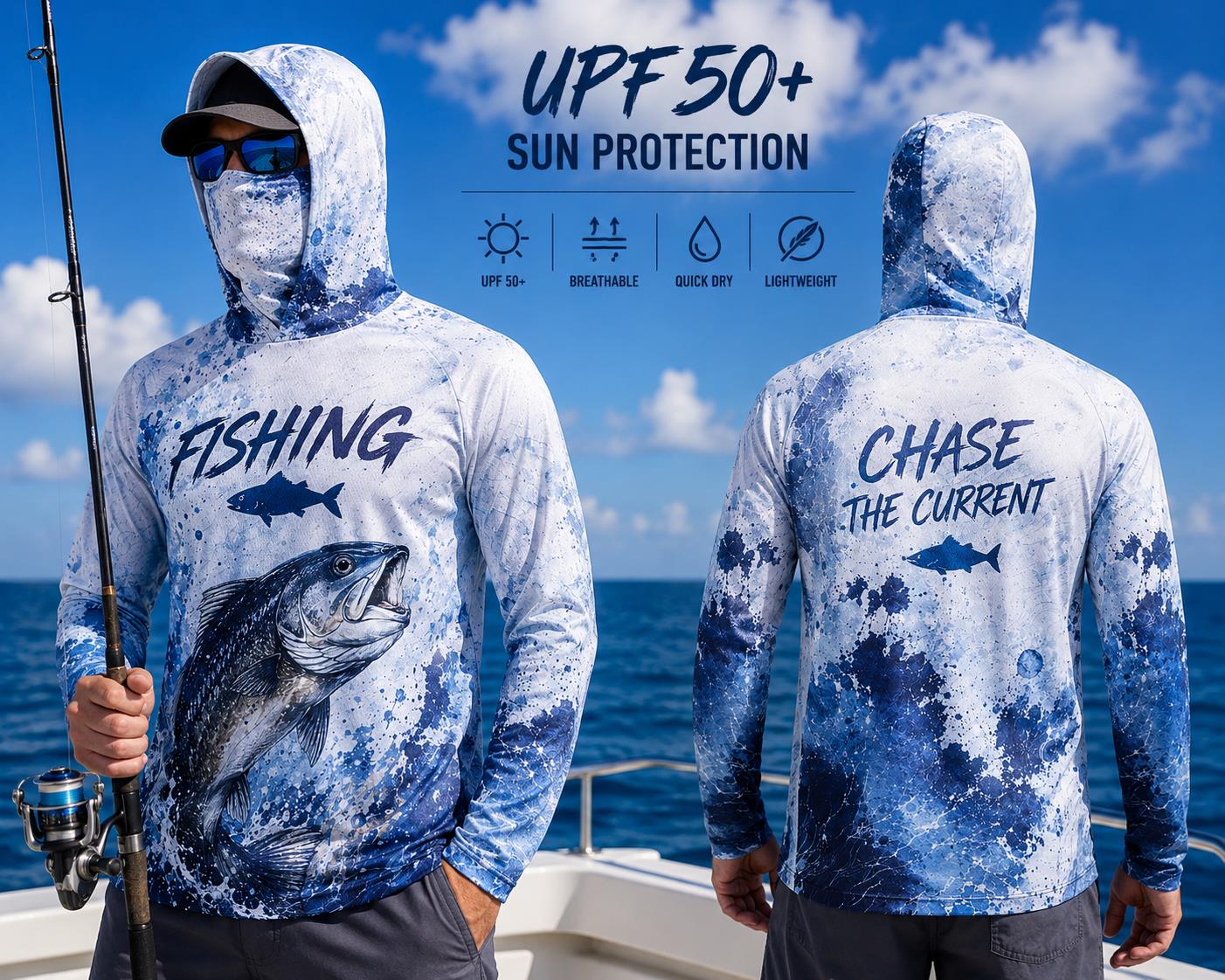 Kaos Hoodie Pancing Pria Lenga - Fishing Hoodie ulasan dan harga